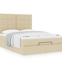 Ottoman-Bett mit Matratze Creme 140x200 cm Stoff