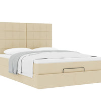 Ottoman-Bett mit Matratze Creme 140x200 cm Stoff