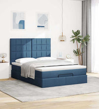 Ottoman-Bett mit Matratze Blau 140x200 cm Stoff