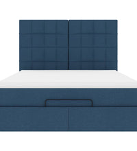 Ottoman-Bett mit Matratze Blau 140x200 cm Stoff