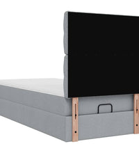 Ottoman-Bett mit Matratze Hellgrau 80x200 cm Stoff