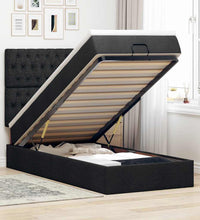 Ottoman-Bett mit Matratze Schwarz 80x200 cm Stoff