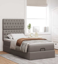 Ottoman-Bett mit Matratze Taupe 80x200 cm Stoff