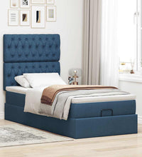Ottoman-Bett mit Matratze Blau 80x200 cm Stoff