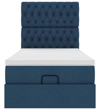 Ottoman-Bett mit Matratze Blau 80x200 cm Stoff