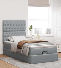 Ottoman-Bett mit Matratze Hellgrau 90x190 cm Stoff