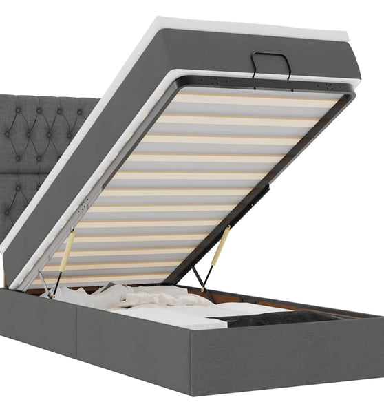 Ottoman-Bett mit Matratze Dunkelgrau 90x190 cm Stoff