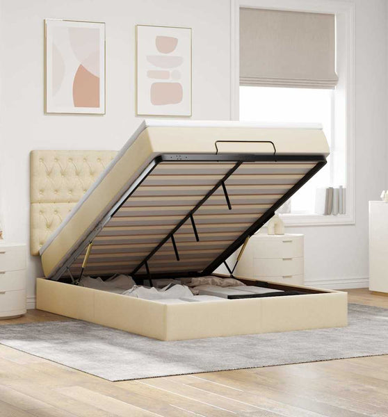 Ottoman-Bett mit Matratze Dunkelbraun 90x190 cm Stoff