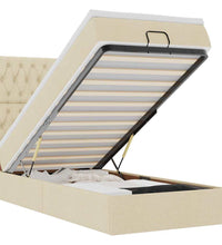 Ottoman-Bett mit Matratze Creme 90x190 cm Stoff