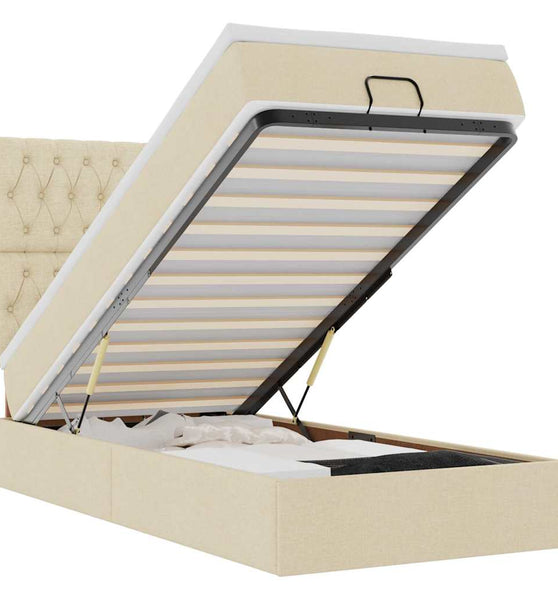 Ottoman-Bett mit Matratze Creme 90x190 cm Stoff