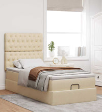 Ottoman-Bett mit Matratze Creme 90x190 cm Stoff