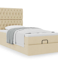 Ottoman-Bett mit Matratze Creme 90x190 cm Stoff
