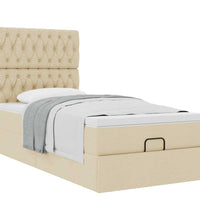 Ottoman-Bett mit Matratze Creme 90x190 cm Stoff