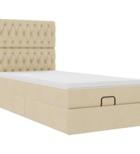 Ottoman-Bett mit Matratze Creme 90x190 cm Stoff