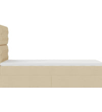 Ottoman-Bett mit Matratze Creme 90x190 cm Stoff