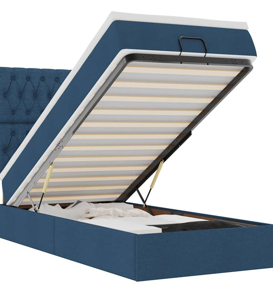 Ottoman-Bett mit Matratze Blau 90x190 cm Stoff