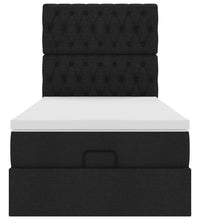 Ottoman-Bett mit Matratze Schwarz 90x200 cm Stoff