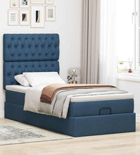 Ottoman-Bett mit Matratze Blau 90x200 cm Stoff