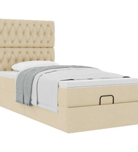 Ottoman-Bett mit Matratze Creme 100x200 cm Stoff
