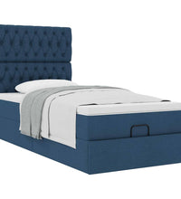 Ottoman-Bett mit Matratze Blau 100x200 cm Stoff