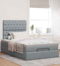 Ottoman-Bett mit Matratze Hellgrau 120x200 cm Stoff