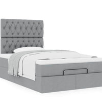 Ottoman-Bett mit Matratze Hellgrau 120x200 cm Stoff