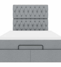 Ottoman-Bett mit Matratze Hellgrau 120x200 cm Stoff