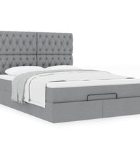 Ottoman-Bett mit Matratze Hellgrau 140x200 cm Stoff