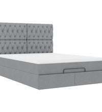 Ottoman-Bett mit Matratze Hellgrau 140x200 cm Stoff
