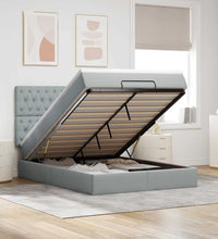 Ottoman-Bett mit Matratze Hellgrau 140x200 cm Stoff