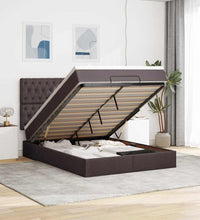 Ottoman-Bett mit Matratze Dunkelbraun 140x200 cm Stoff