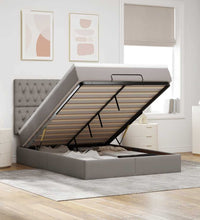 Ottoman-Bett mit Matratze Taupe 140x200 cm Stoff