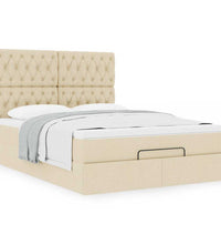 Ottoman-Bett mit Matratze Creme 140x200 cm Stoff