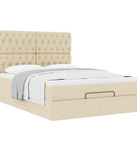 Ottoman-Bett mit Matratze Creme 140x200 cm Stoff