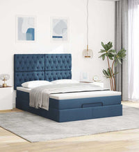 Ottoman-Bett mit Matratze Blau 140x200 cm Stoff