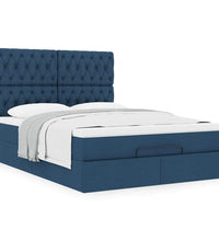 Ottoman-Bett mit Matratze Blau 140x200 cm Stoff
