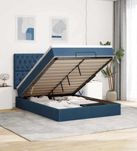 Ottoman-Bett mit Matratze Blau 140x200 cm Stoff