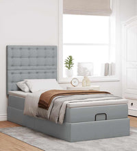 Ottoman-Bett mit Matratze Hellgrau 80x200 cm Stoff