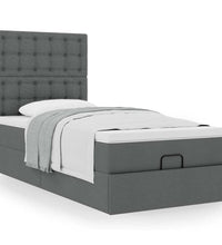 Ottoman-Bett mit Matratze Dunkelgrau 90x190 cm Stoff