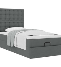 Ottoman-Bett mit Matratze Dunkelgrau 90x190 cm Stoff