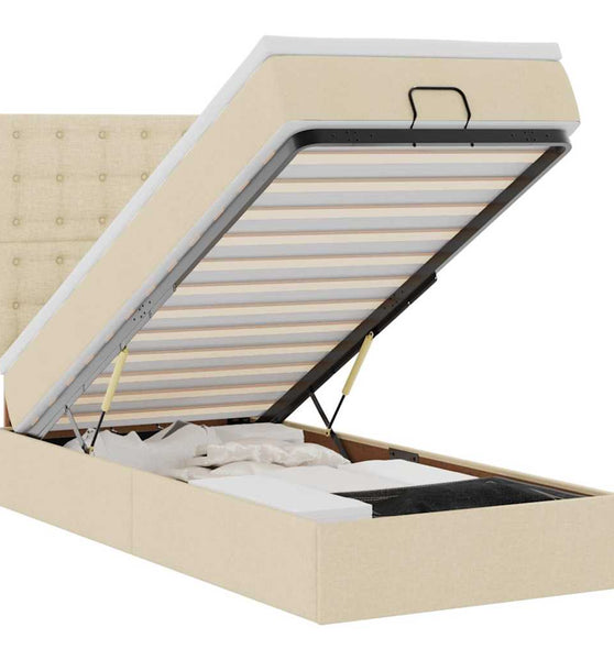 Ottoman-Bett mit Matratze Creme 90x190 cm Stoff