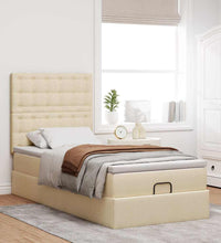 Ottoman-Bett mit Matratze Creme 90x190 cm Stoff