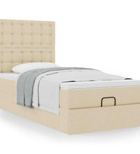 Ottoman-Bett mit Matratze Creme 90x190 cm Stoff