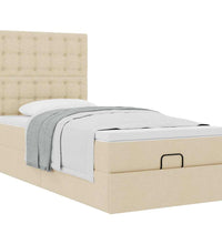 Ottoman-Bett mit Matratze Creme 90x190 cm Stoff