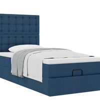 Ottoman-Bett mit Matratze Blau 90x190 cm Stoff