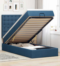 Ottoman-Bett mit Matratze Blau 90x190 cm Stoff