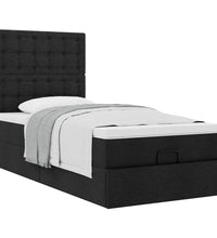 Ottoman-Bett mit Matratze Schwarz 90x200 cm Stoff