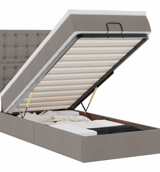 Ottoman-Bett mit Matratze Taupe 90x200 cm Stoff