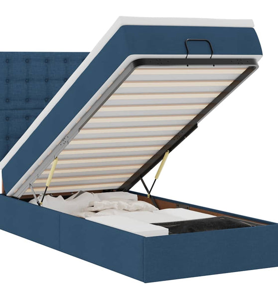 Ottoman-Bett mit Matratze Blau 90x200 cm Stoff