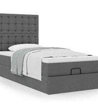 Ottoman-Bett mit Matratze Dunkelgrau 100x200 cm Stoff